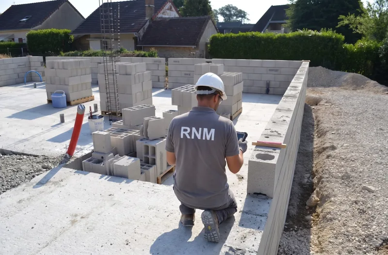Extension, dalle béton et gros œuvre coordonné par RNM Extension en parpaing et dalle béton réalisées par RNM à Meaux